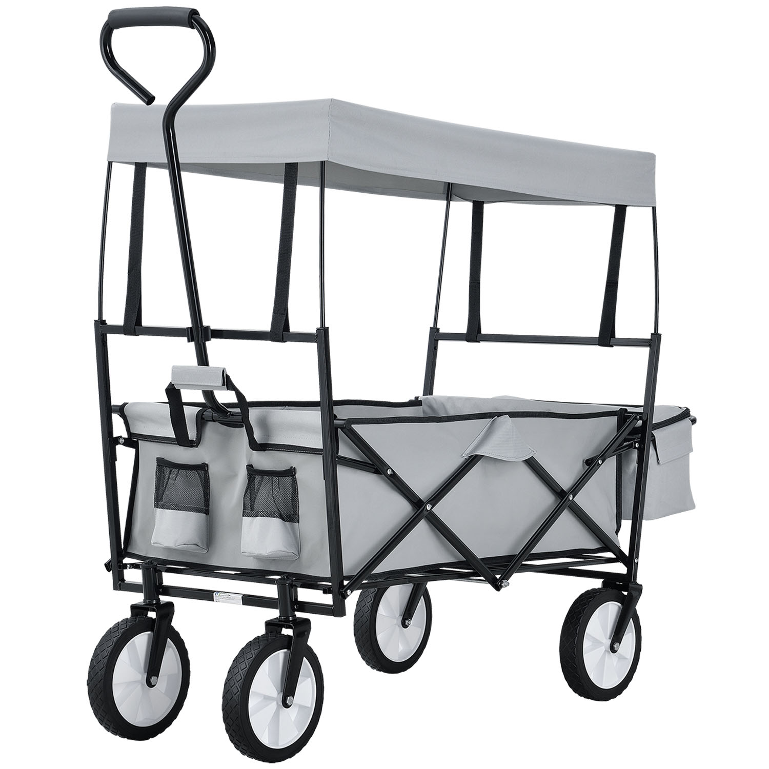 Eshopist Skládací vozík s odnímatelnou střechou a pytlem šedý