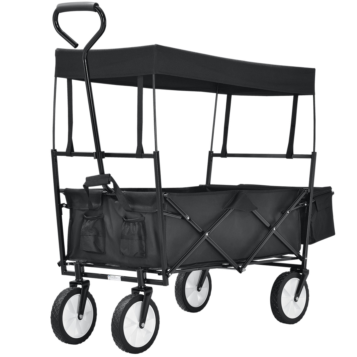 Eshopist Skládací vozík s odnímatelnou střechou a pytlem černý
