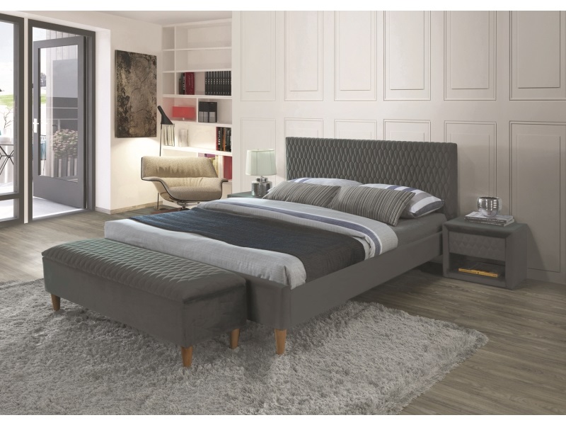 Levně Signal Čalouněná postel AZURRO VELVET 160 x 200 cm barva šedá / dub