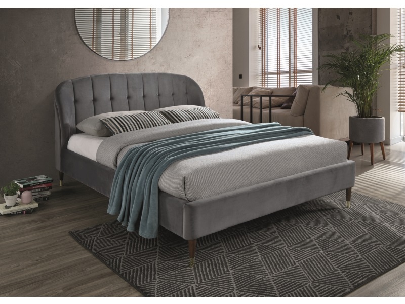 Signal Čalouněná postel LIGURIA VELVET 160 x 200 cm barva šedá / hnědá