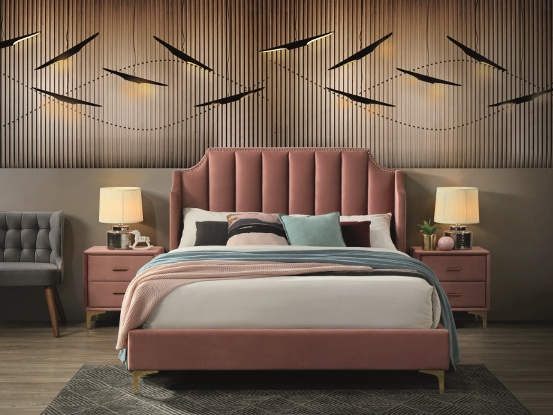 Signal Čalouněná postel MONAKO VELVET 160 x 200 cm barva staro růžová / zlatá
