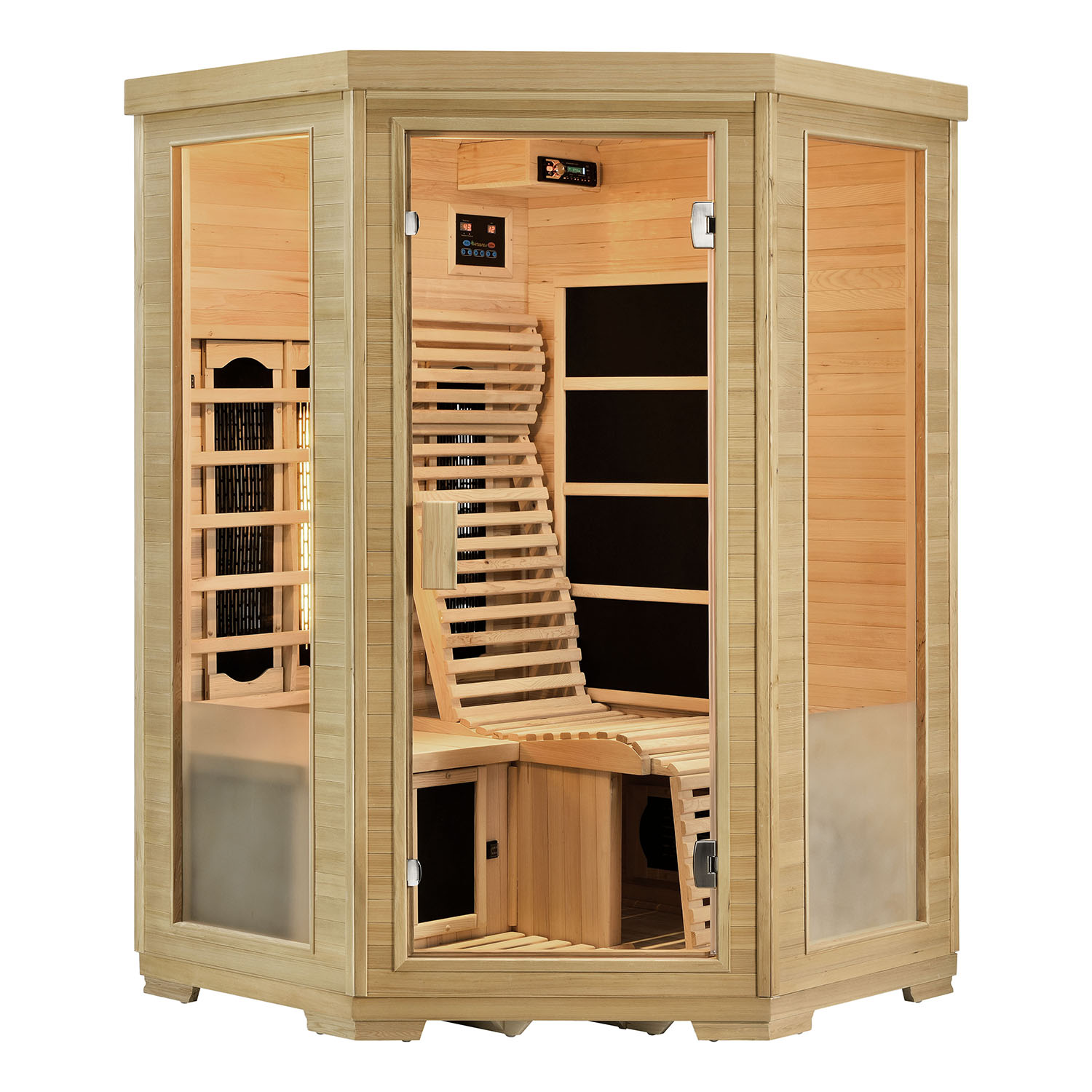 Levně Juskys Infračervená sauna / tepelná kabina Aalborg s triplexním topným systémem a dřevem Hemlock