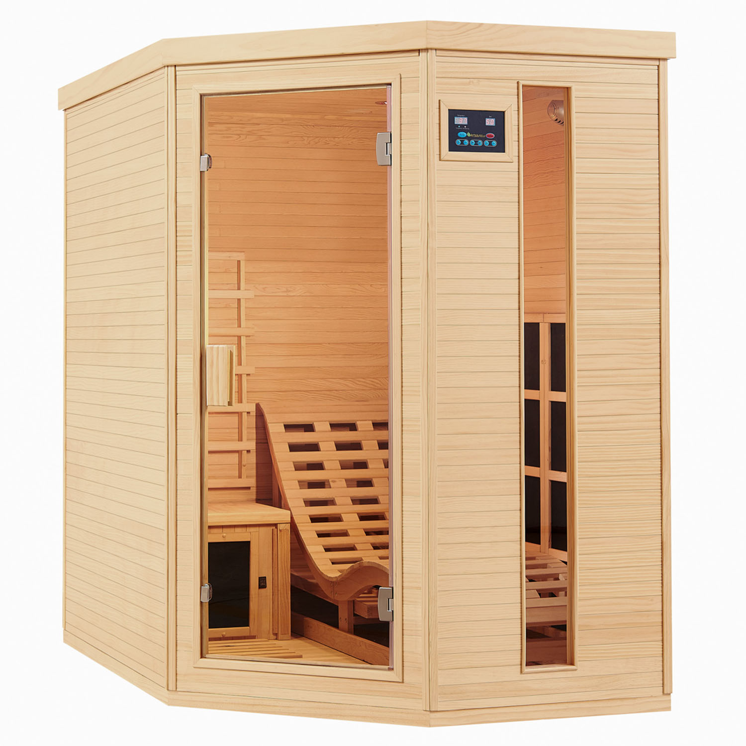 Levně Juskys Infračervená sauna/ tepelná kabina Esbjerg s triplexním topným systémem a dřevem Hemlock