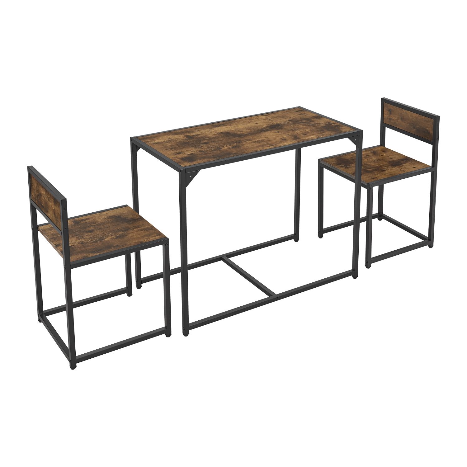 Levně Juskys Sada kuchyňského stolu se stolem a 2 židlemi - antický vzhled dřeva