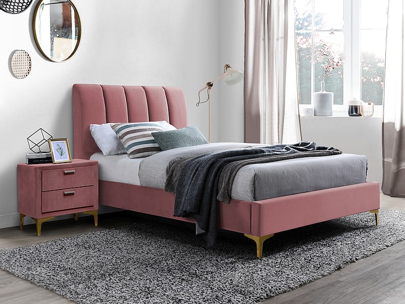 Levně Signal Čalouněná postel MIRAGE VELVET 90 x 200 cm barva růžová/ zlatá