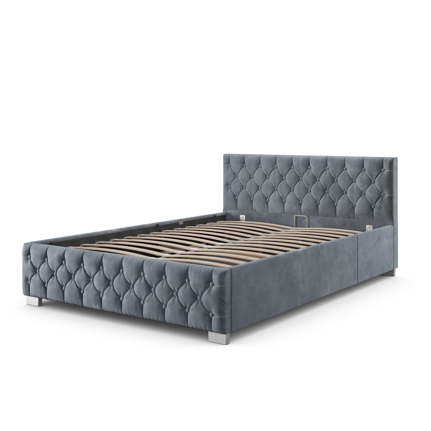 Levně Juskys Čalouněná postel Nizza 180 x 200 cm s LED osvětlením v tmavě šedé barvě