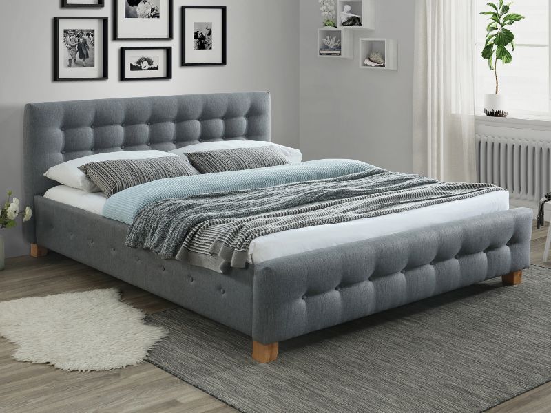 Levně Signal Čalouněná postel BARCELONA 160 x 200 cm barva šedá / dub