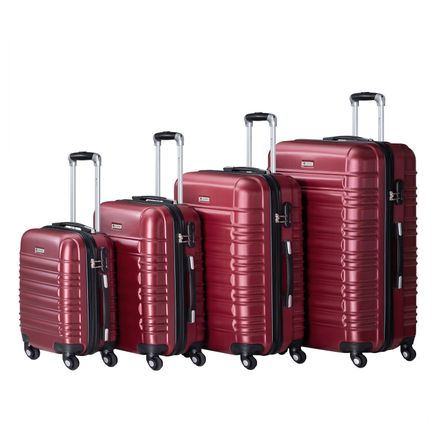 Sada kufrů ABS 4 ks s teleskopickou rukojetí a kolečky - červená