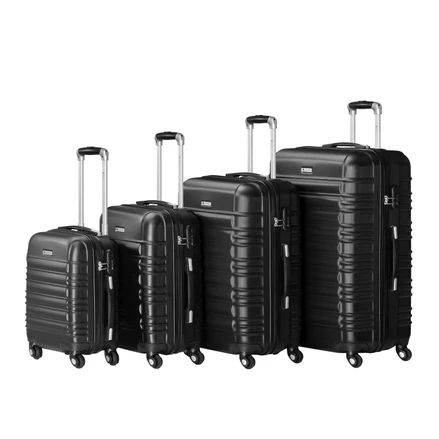 Sada kufrů ABS 4 ks s teleskopickou rukojetí a kolečky - černá
