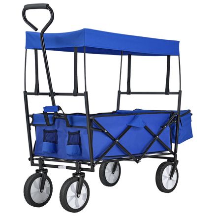 Skládací vozík s odnímatelnou střechou a pytlem modrý