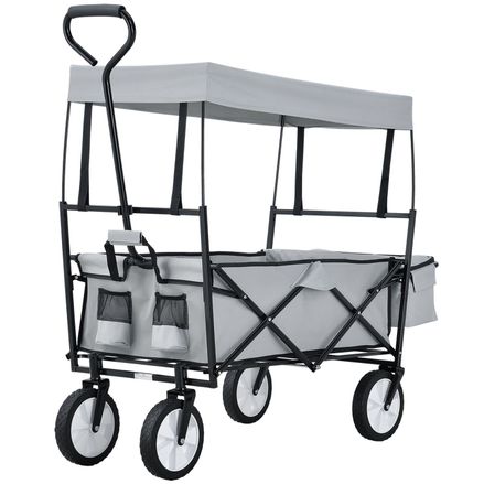 Skládací vozík s odnímatelnou střechou a pytlem šedý