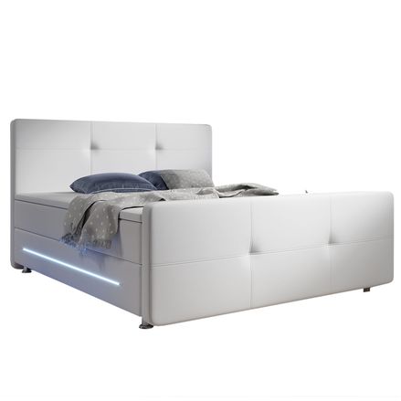 Pružinová postel Oakland 140 x 200 cm umělá kůže s matracemi v bílé barvě