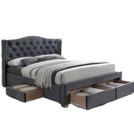Čalouněná postel ASPEN II VELVET 160 x 200 cm barva šedá / dub