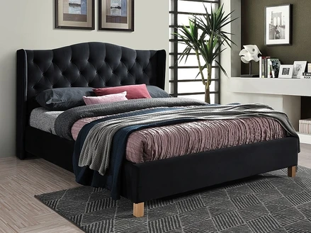 Čalouněná postel ASPEN VELVET 160 x 200 cm barva černá/dub