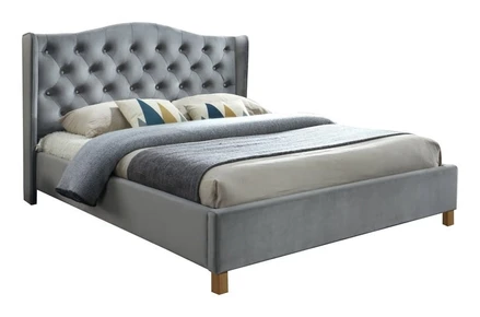 Čalouněná postel ASPEN VELVET 160 x 200 cm barva šedá / dub
