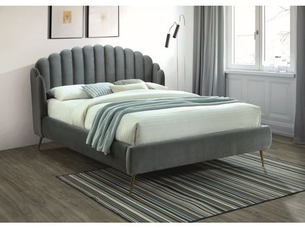 Čalouněná postel CALABRIA VELVET 160 x 200 cm barva šedá / zlatá