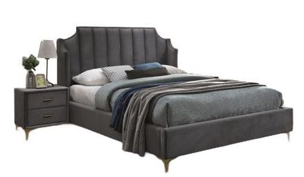 Čalouněná postel MONAKO VELVET 160 x 200 cm barva šedá / zlatá