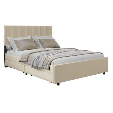 Čalouněná postel Soria se zásuvkami 140 x 200 béžová
