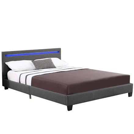 Čalouněná postel Verona 120 x 200 cm s LED osvětlením v tmavošedé barvě