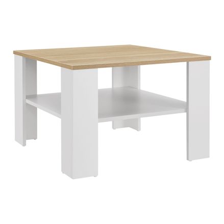 Konferenční stolek 60 x 60 x 40 cm bílá/ vzhled dřeva