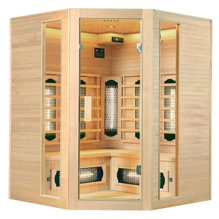Infračervená sauna/tepelná kabina Nyborg E150V s plným spektrem, panelovými radiátory a dřevem Hemlock