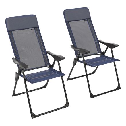 Kempingová židle Torri (2 ks) s nastavitelným opěradlem - tmavě modrá