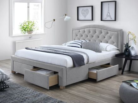 Čalouněná postel ELECTRA VELVET 180 x 200 cm barva šedá / dub