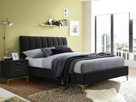 Čalouněná postel MIRAGE VELVET 160 x 200 cm barva černá/ zlatá