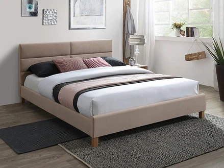 Čalouněná postel SIERRA VELVET 160 x 200 cm barva béžová/dub