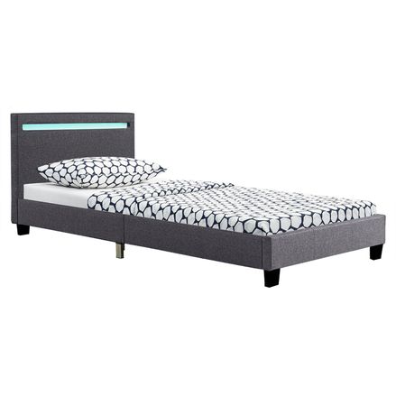 Čalouněná postel Verona 90 x 200 cm s LED osvětlením v tmavošedé barvě
