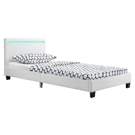 Čalouněná postel Verona 90 x 200 cm s LED osvětlením v bílé barvě