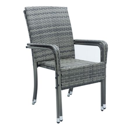 Polyratanové zahradní židle Yoro Set 2 stohovatelné s područkami - šedá mramorovaná