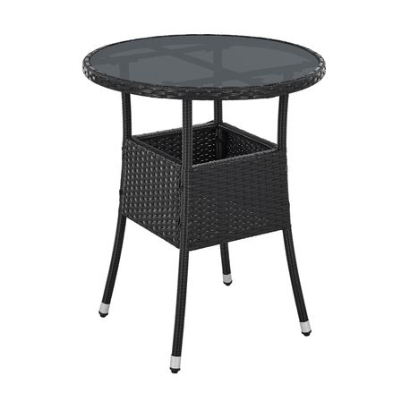 Polyratanový zahradní stolek Yoro, kulatý černý 60 cm
