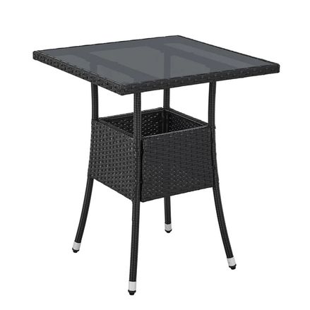 Polyratanový zahradní stolek Yoro, čtvercový, černý 60x60