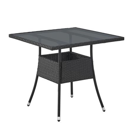 Polyratanový zahradní stolek Yoro, čtvercový, černý 80x80