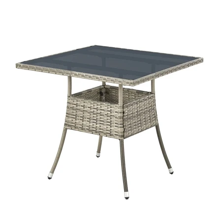 Polyratanový zahradní stolek Yoro, čtvercový, šedý 80x80