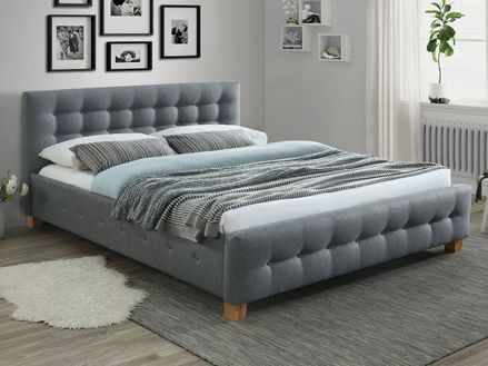 Čalouněná postel BARCELONA 160 x 200 cm barva šedá / dub