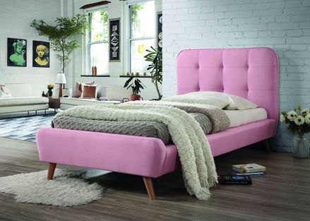 Čalouněná postel TIFFANY 90 x 200 cm barva růžová / dub