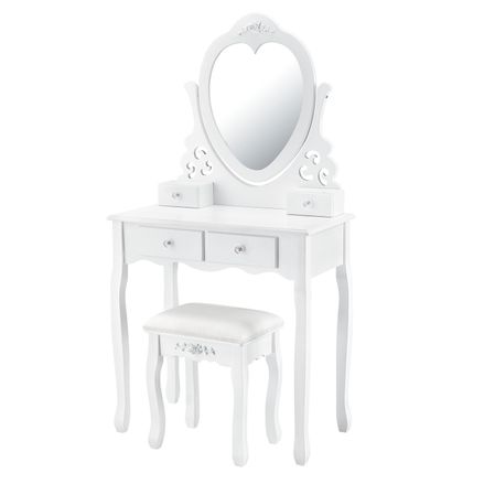 Toaletní stolek "Julia" bílý se zrcadlem a s taburetem
