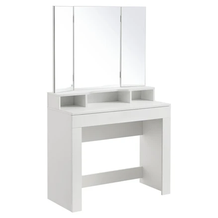 Toaletní stolek Marla s trojitým zrcadlem v bílé barvě bez židle