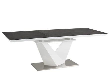 Stůl ALARAS II černý vzor kamene / bílý lak 120(180)x80