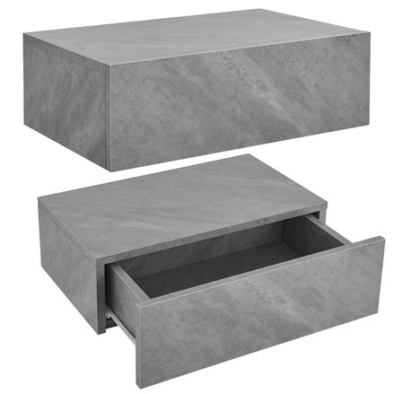 Nástěnný noční stolek 46x30x15 cm se šuplíkem, betonový vzhled