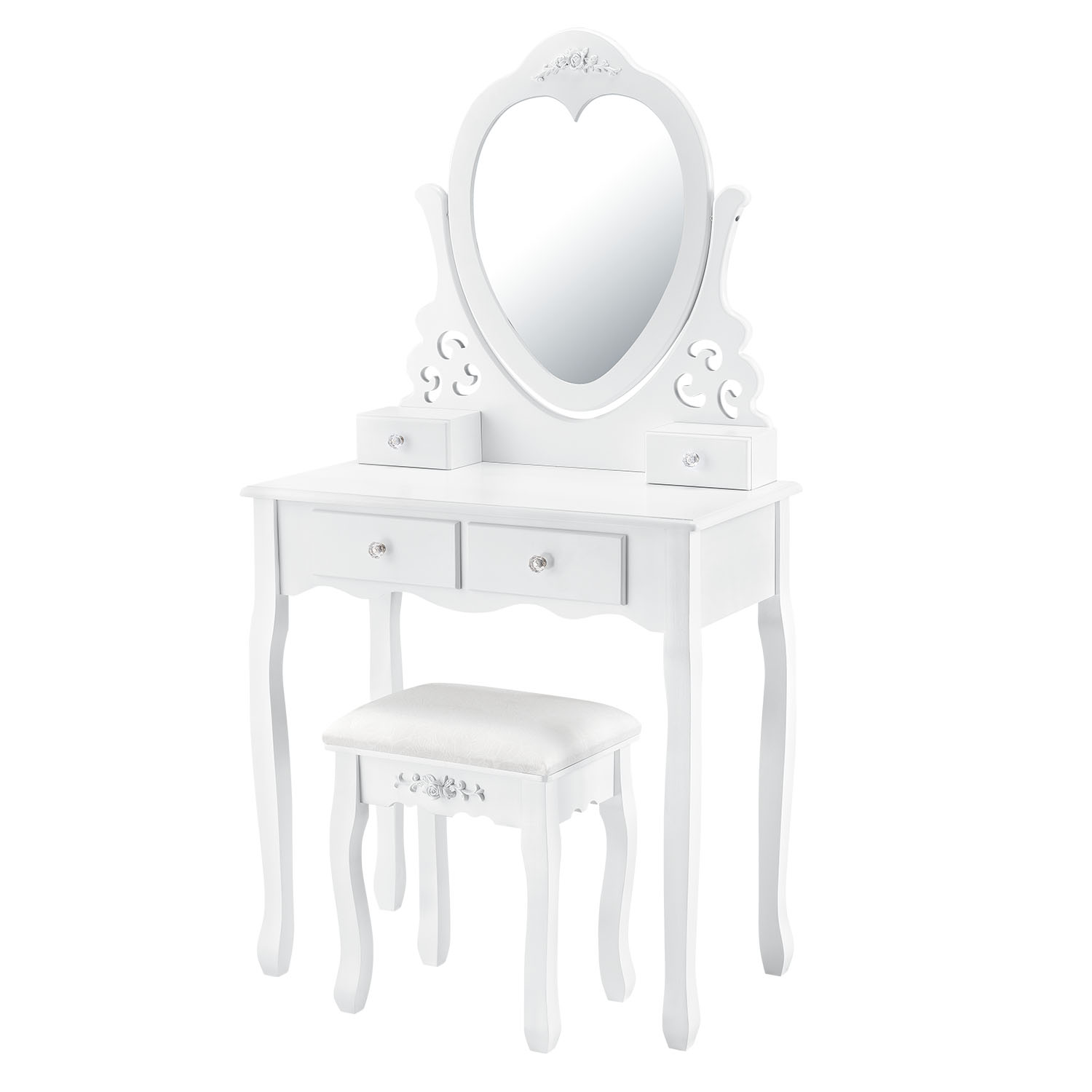 Levně Juskys Toaletní stolek "Julia" bílý se zrcadlem a s taburetem